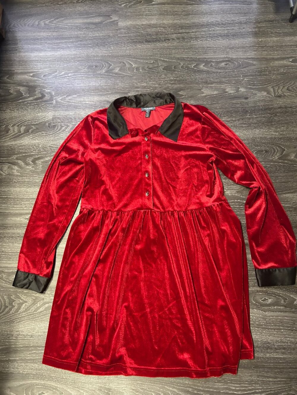 Mod Cloth Red Velvet Shirt Dress